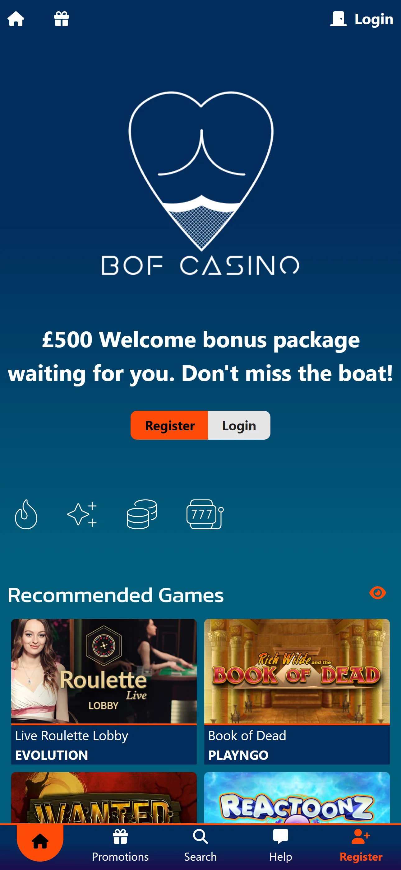 BOF Casino — mobiel
